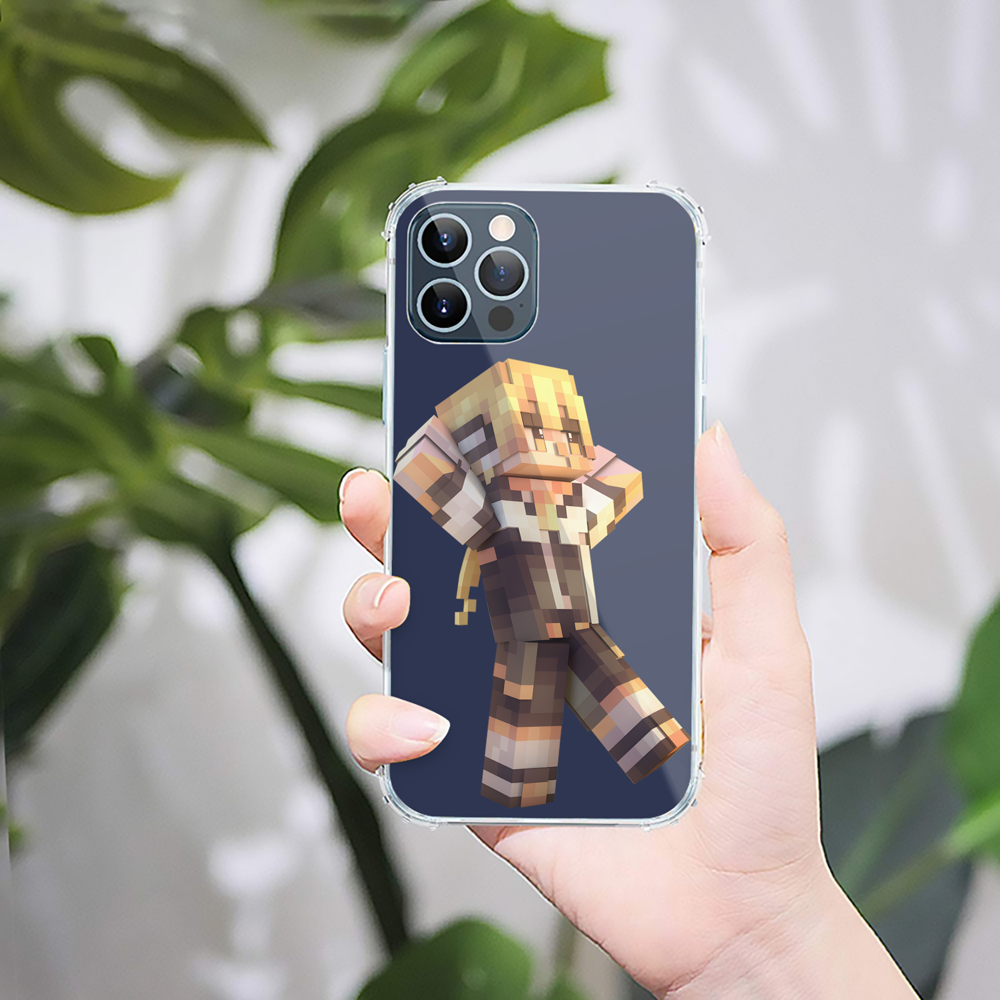 （画像用） マインクラフト ブロックの世界 Minecraft MC Block world 【iPhone 12シリーズ対応】透明スマホケース（クリアソフトケース）